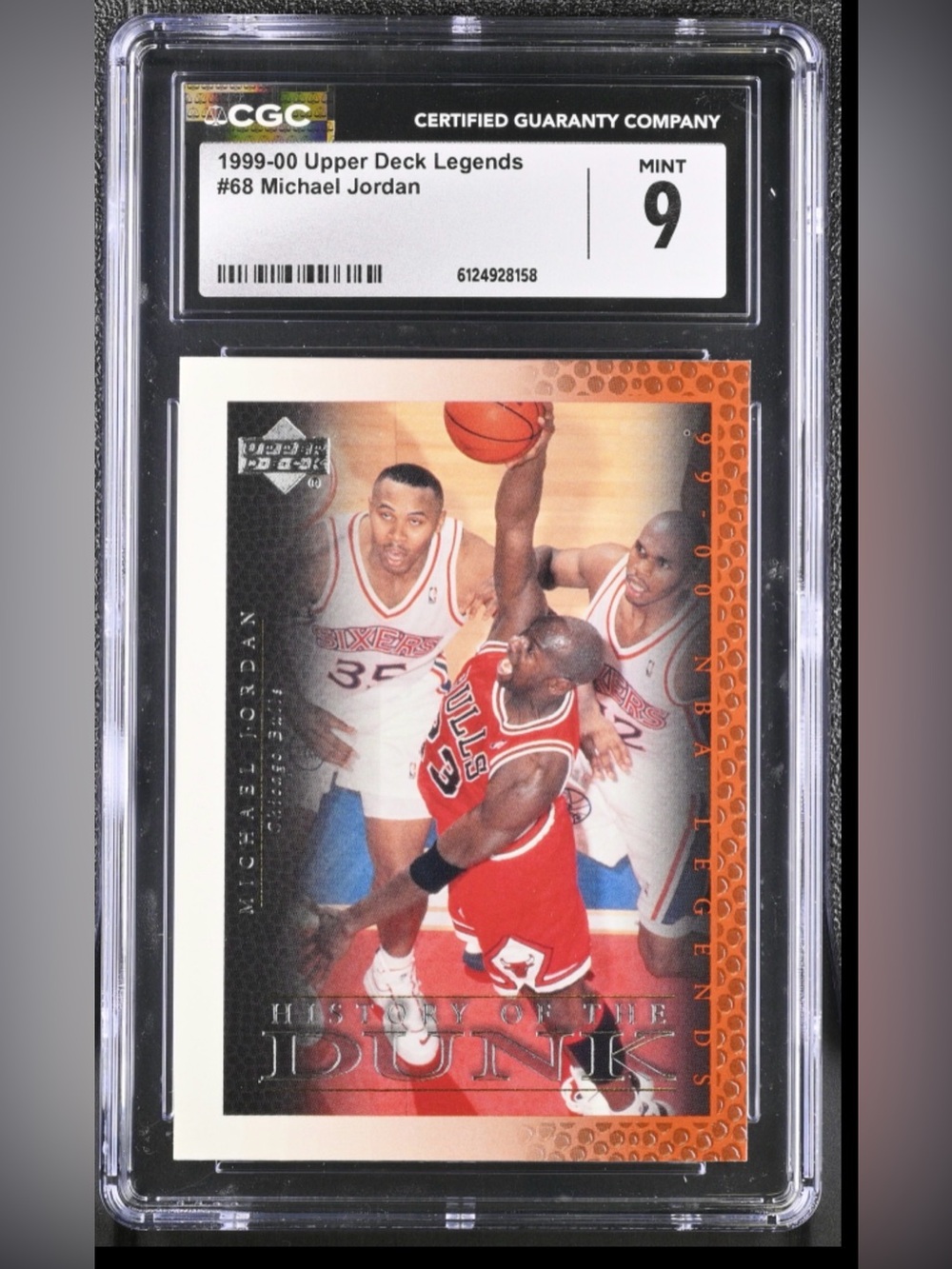 Michael Jordan🐐🐐UD Legends Graded 
Insert Card 
Mint 9 CGC

LEGEND OF THE DUNK